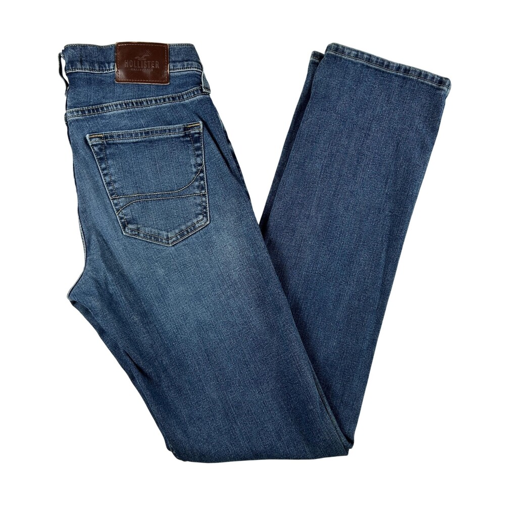 Hollister Jeans Mens 30x35 Medium Wash Blue Denim Classic Straight Epic Flex